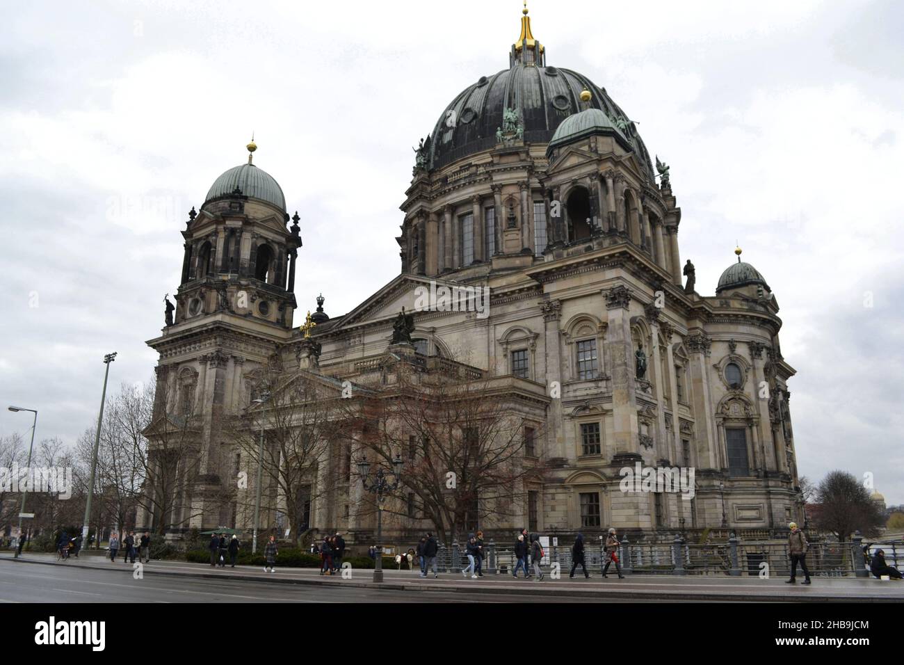 Berlin Cathedral and people walking by in Germany Stock Photo