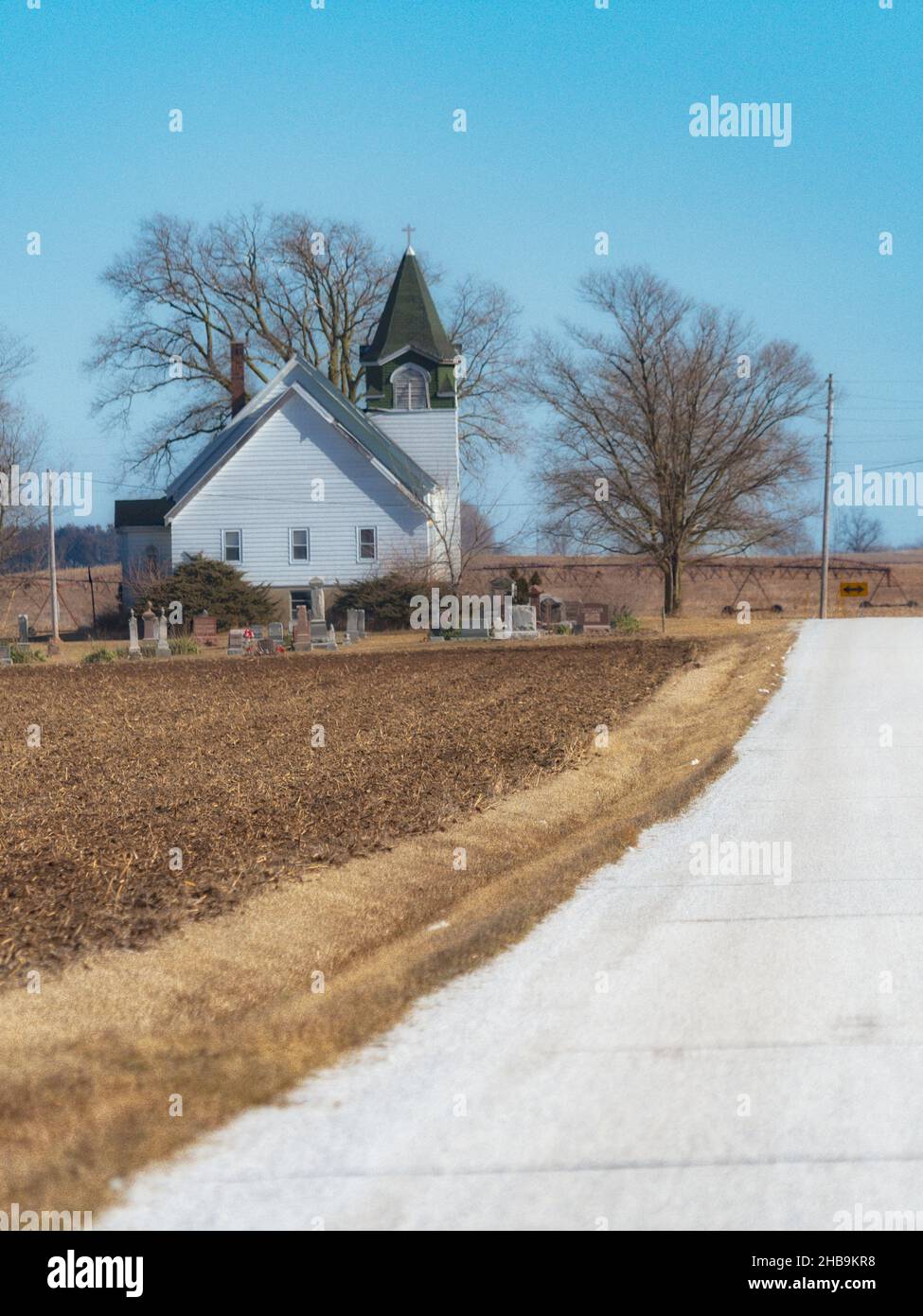 Abandoned country church in rural Illinois. Stock Photo