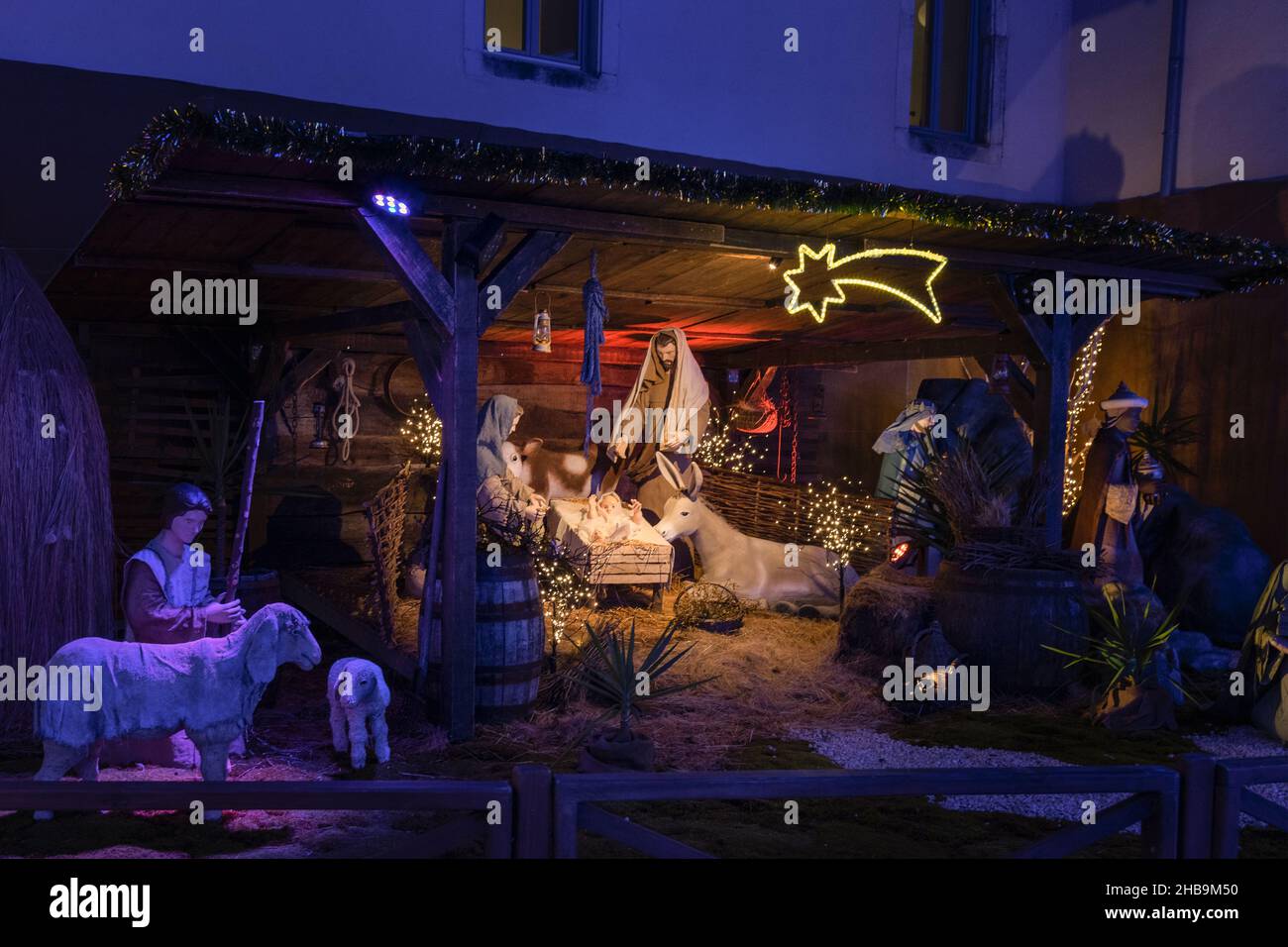 The Nativity of Jesus Christ. Christmas decorations in Zadar, Croatia Stock Photo