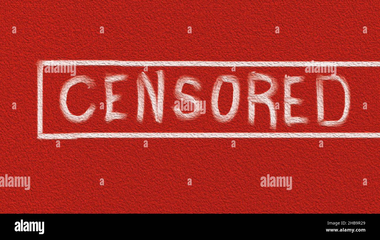 Censorship stamp on a white isolated background. White chalk censorship