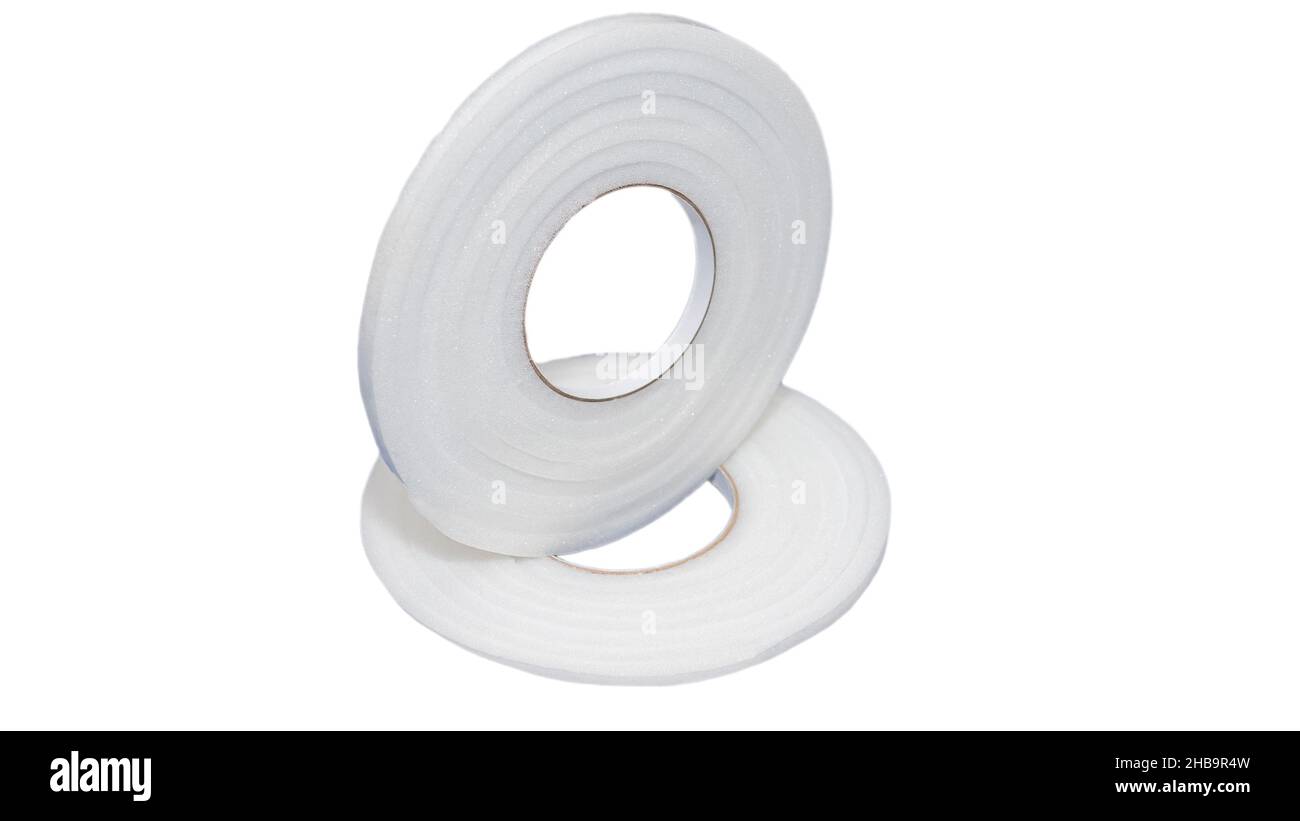 Selfadhesive foam rubber window seal isolated on white background