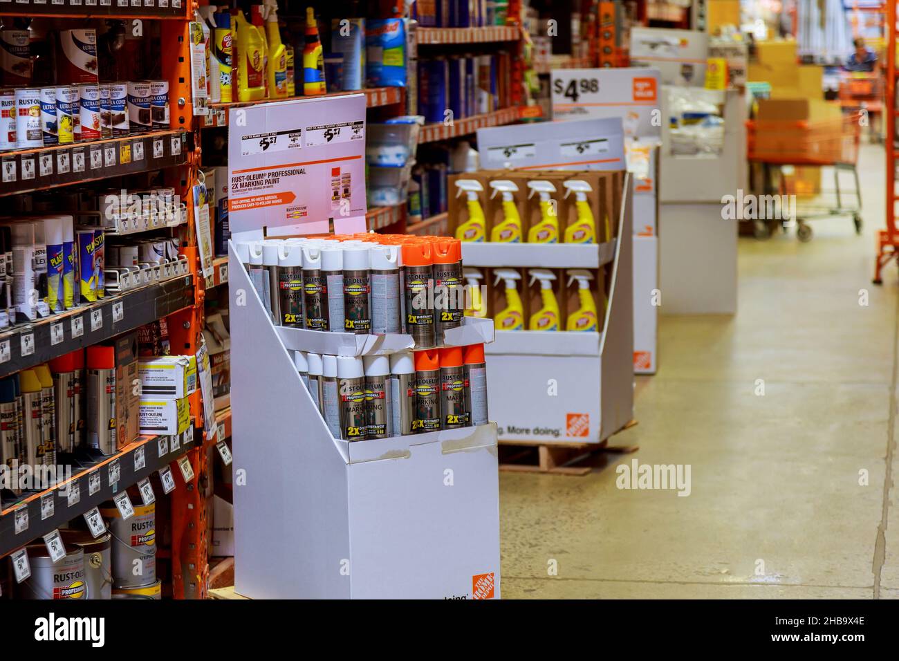 Home Depot home improvement store at building materials in a hardware store for construction repair Stock Photo