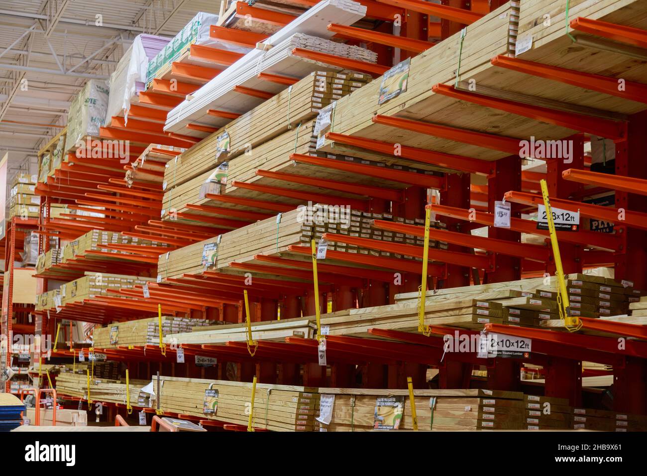Home Depot improvement store of lumber section Stock Photo