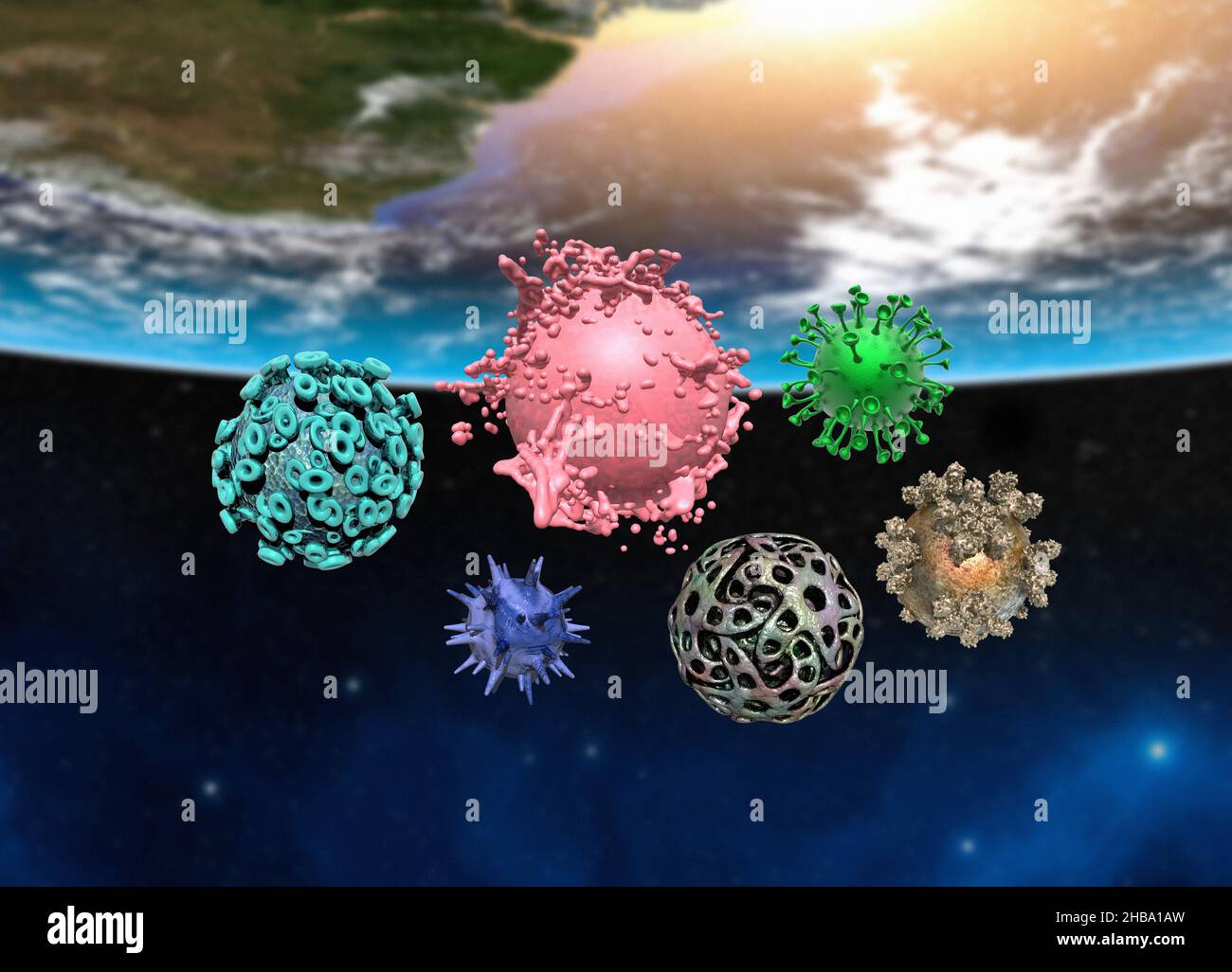 Viruses in space, conceptual illustration Stock Photo Alamy