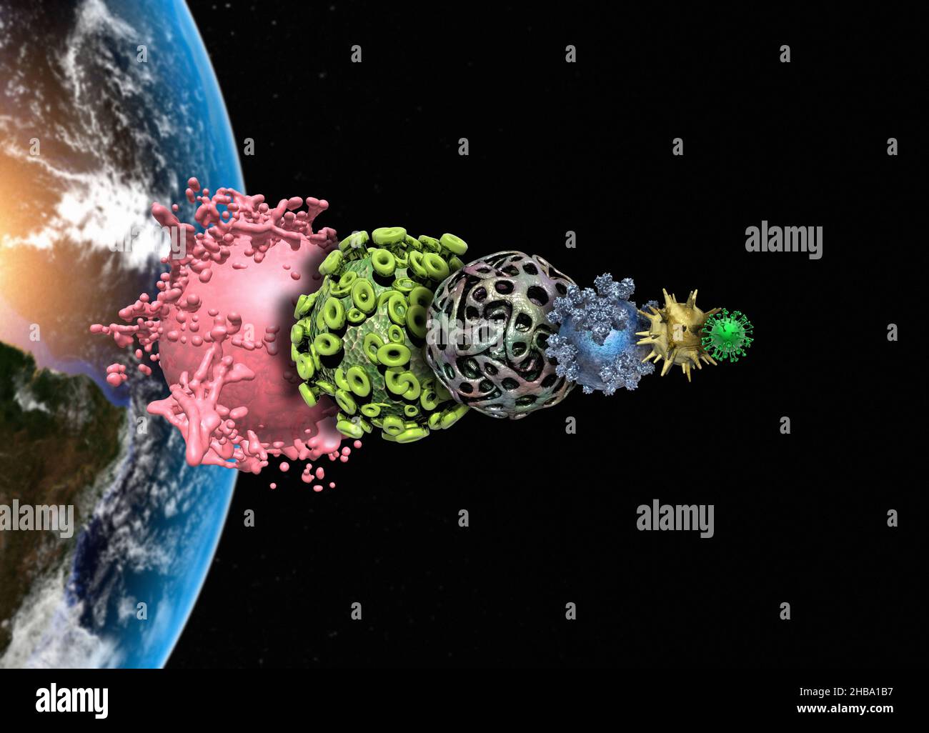 Viruses in space, conceptual illustration Stock Photo Alamy