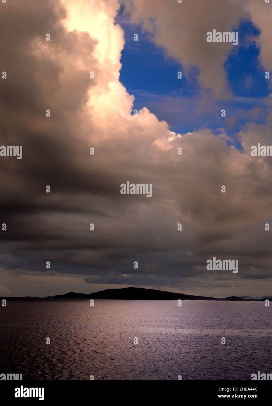 Sunset Clouds and Mediterranean Coastline, Croatia Stock Photo