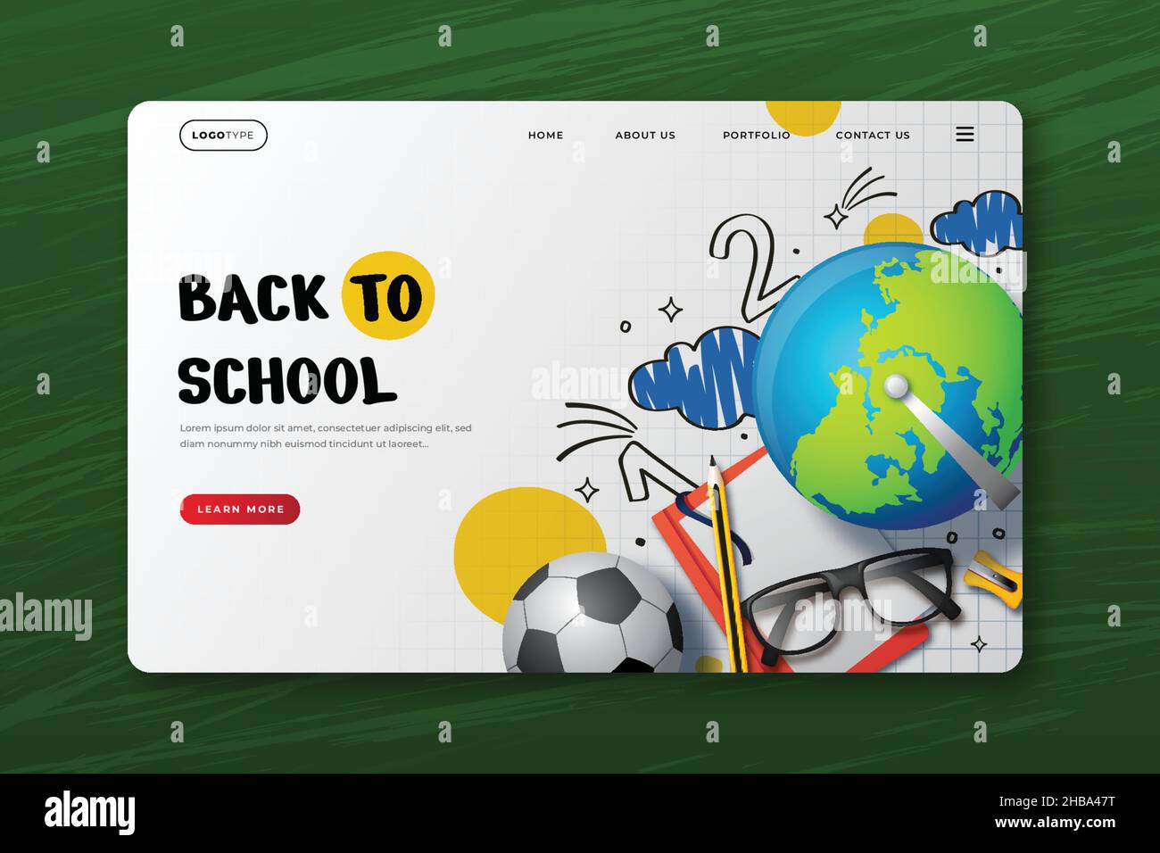 realistic back school vector design illustration landing page template ...