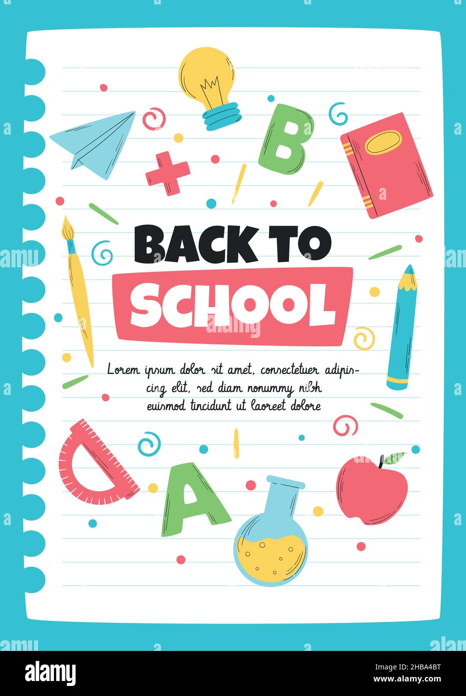 hand drawn back school vector design illustration vertical flyer ...