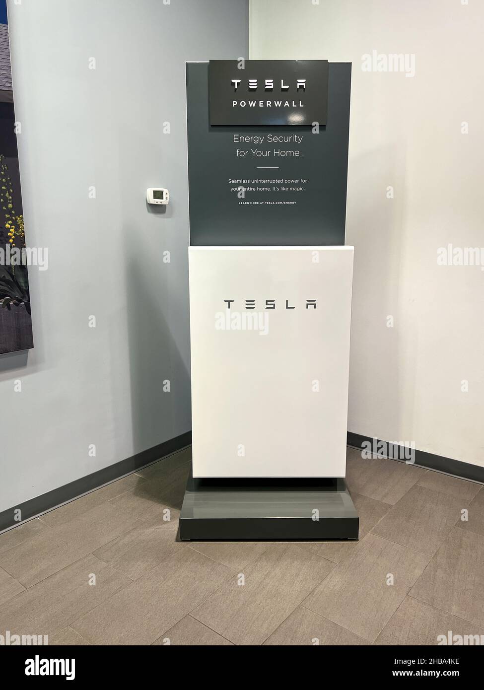 Orlando, FL USA November 5, 2021 The Tesla Powerwall and Sign at the