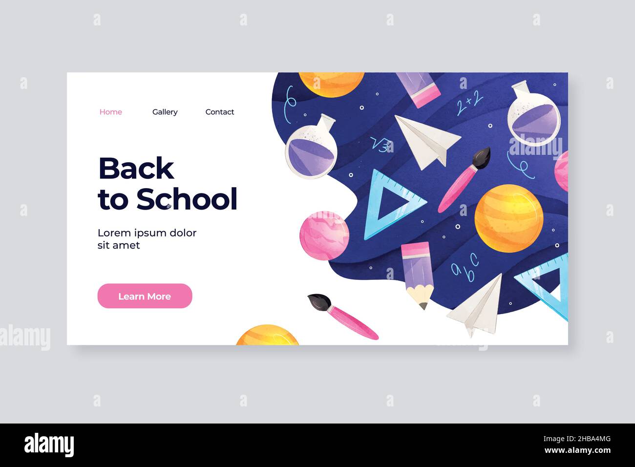 watercolor back school vector design illustration landing page template ...