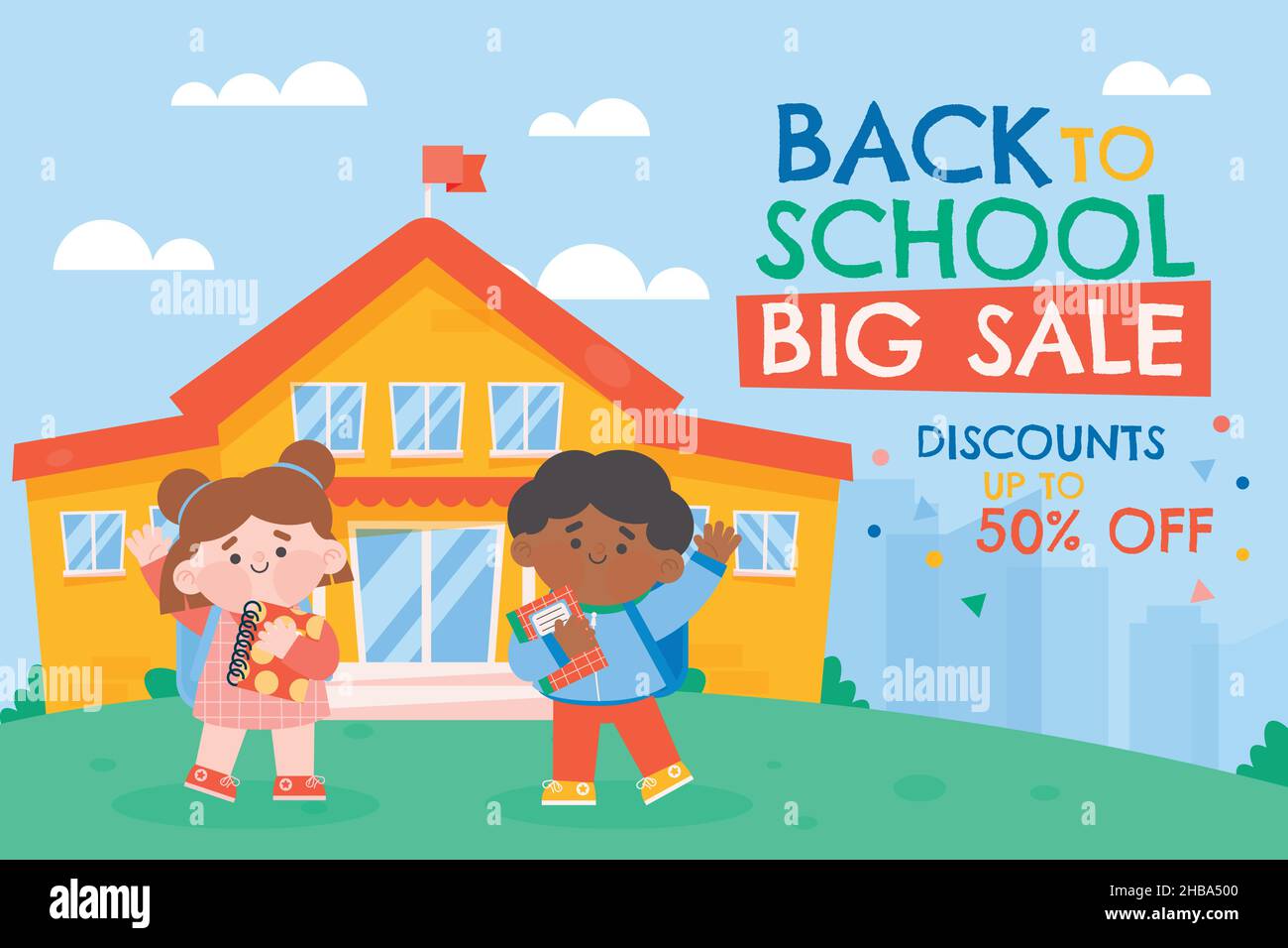 back school vector design illustration sales background Stock Vector ...