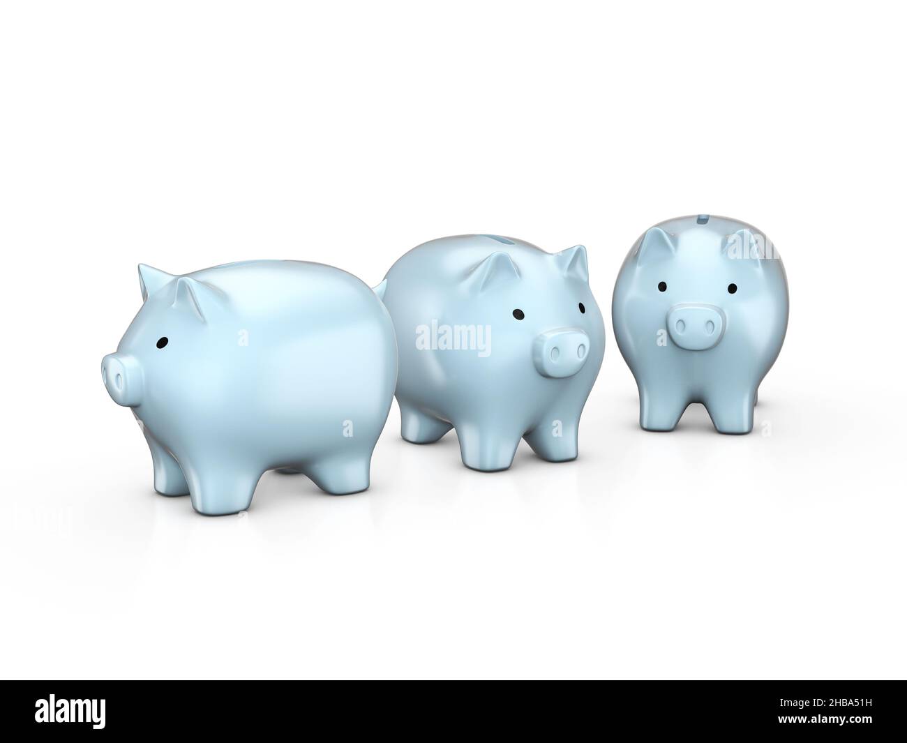 Piggy banks on a white background. 3d illustration Stock Photo - Alamy
