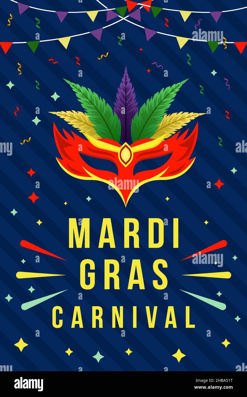 mardi gras carnival banner poster design. mardi gras vector illustration Stock Vector