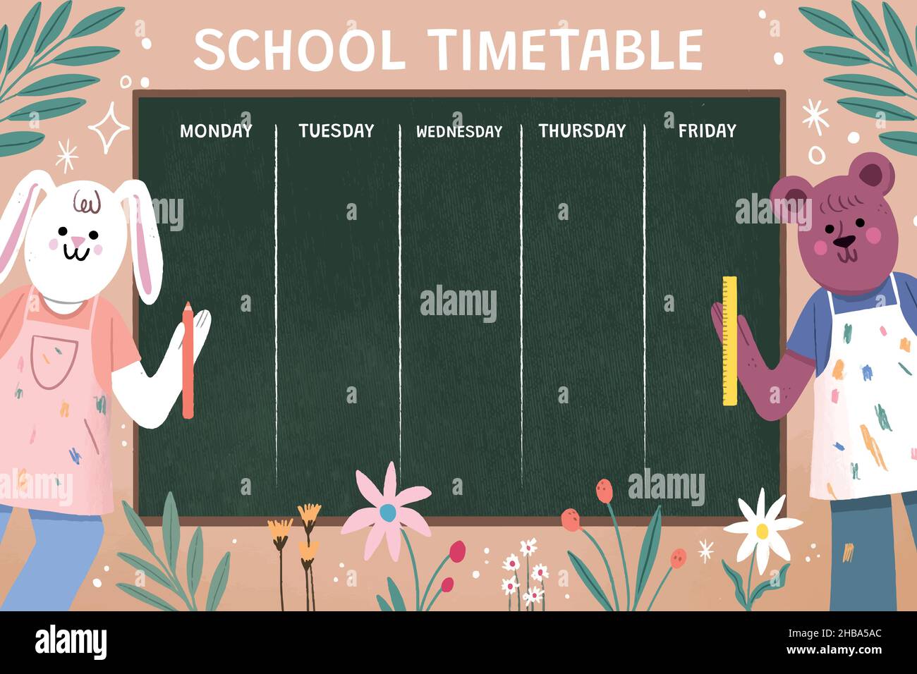 hand drawn back school vector design illustration timetable template ...