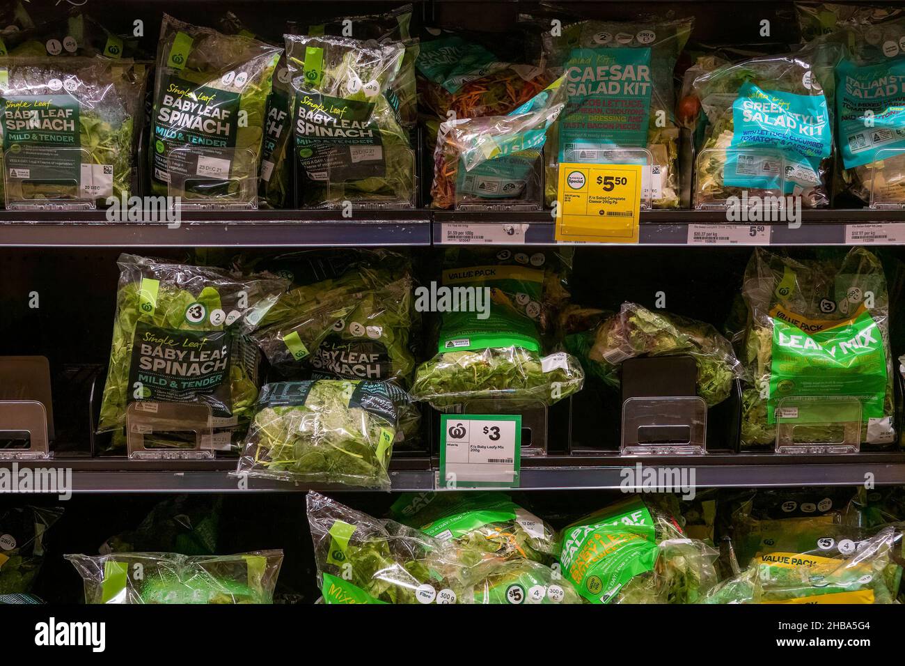 Mackay, Queensland, Australia December 2021 Packaged salads for sale