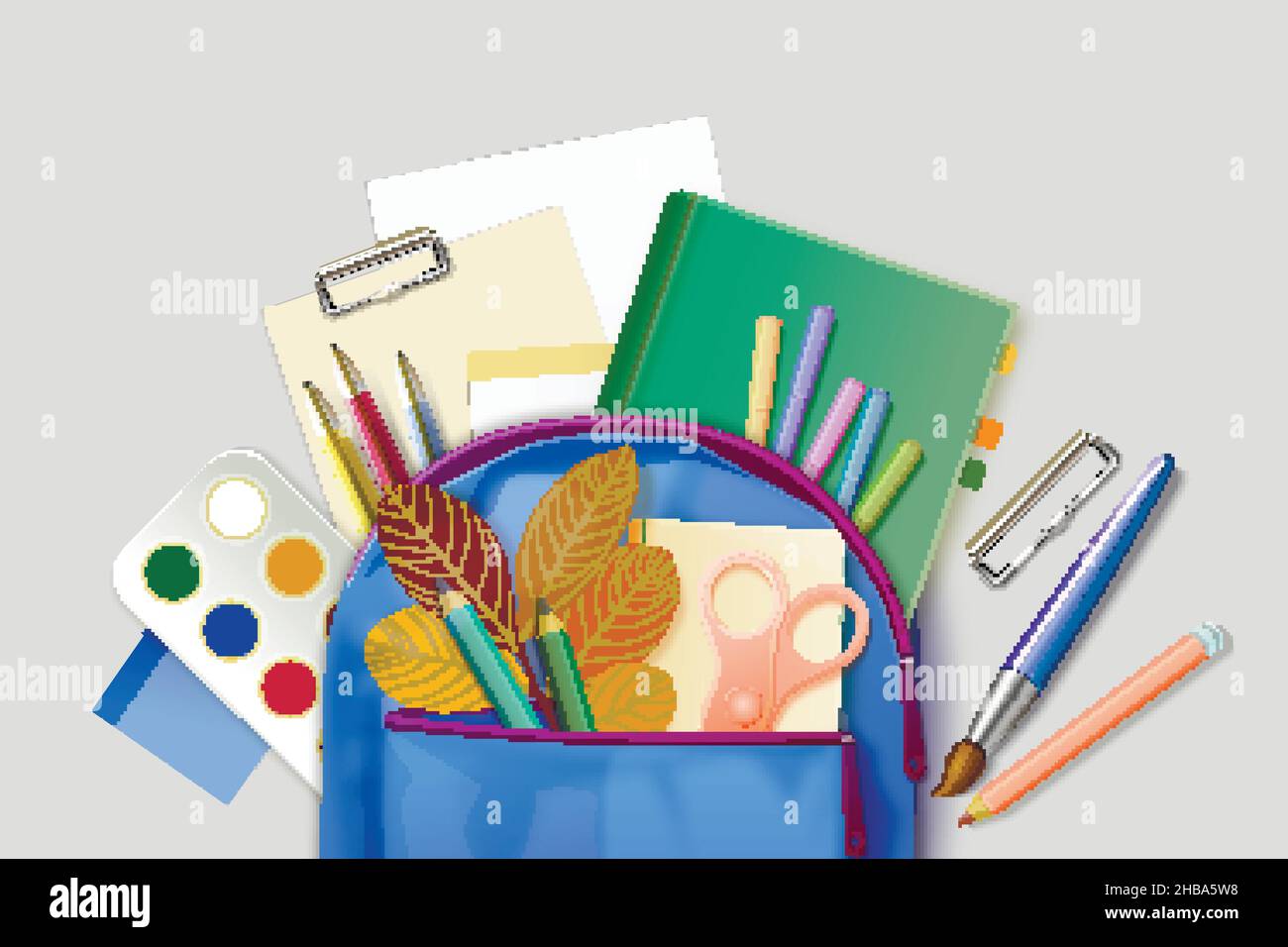 realistic back school vector design illustration background Stock ...