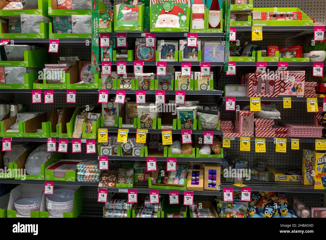 Mackay, Queensland, Australia December 2021 Christmas gifts, cards