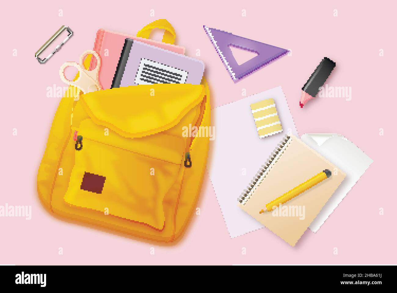 realistic back school vector design illustration background Stock ...