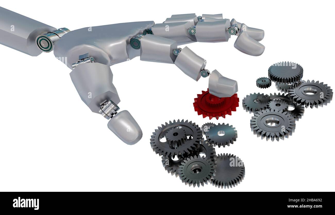hand robotic robot cogs gears system isolated industry 3d rendering Stock Photo Alamy