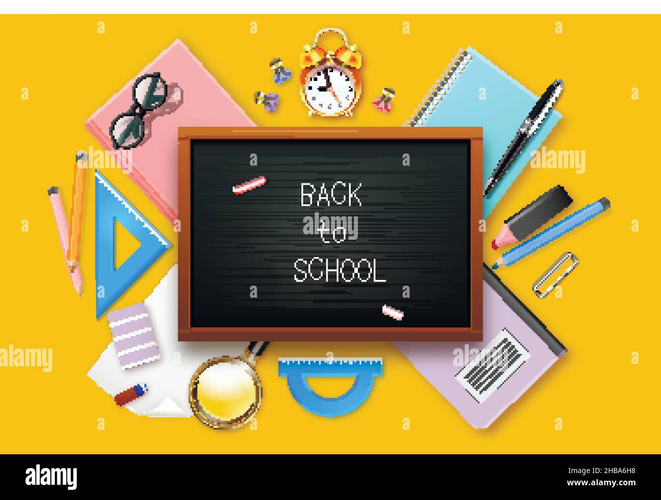 realistic back school vector design illustration background Stock ...