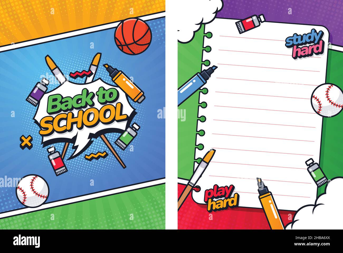 flat back school vector design illustration card template Stock Vector ...