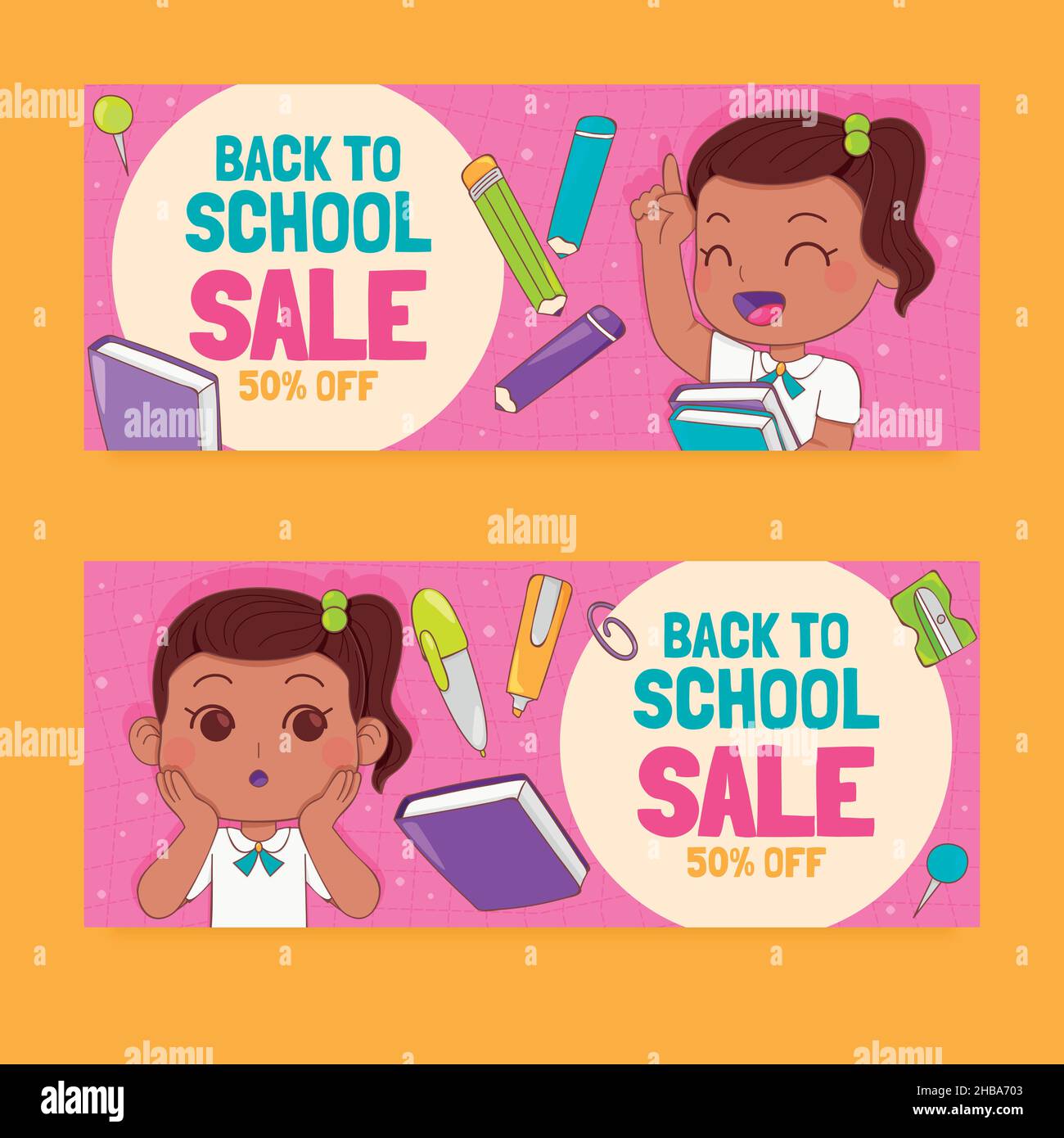 hand drawn back school vector design illustration horizontal sale ...