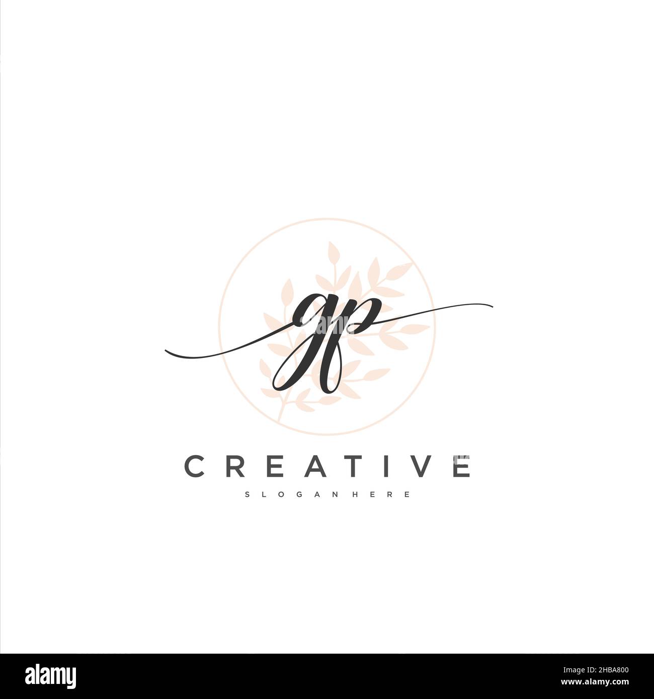 GP Initial handwriting minimalist geometric logo template vector art ...