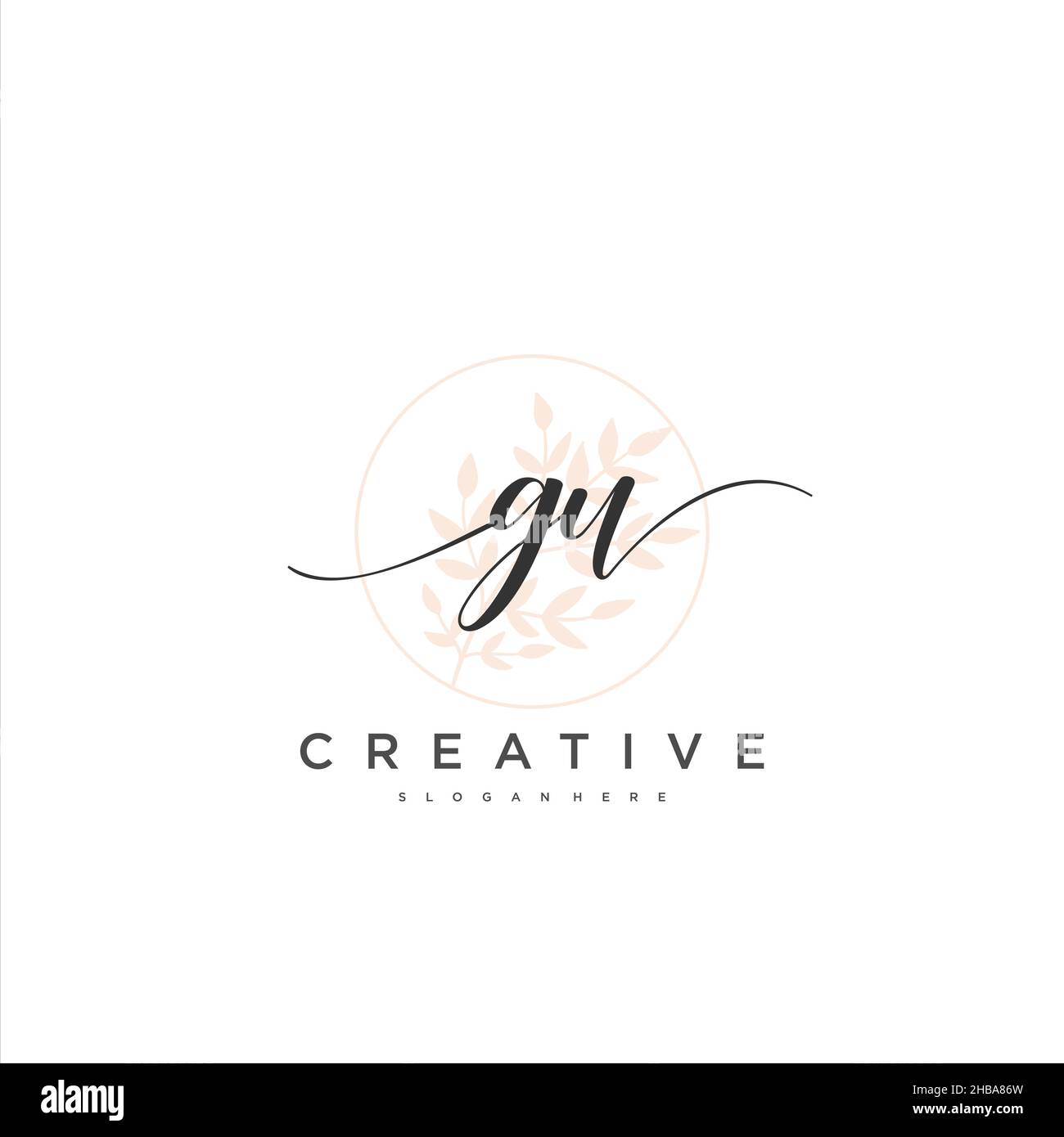 GU Initial handwriting minimalist geometric logo template vector art ...