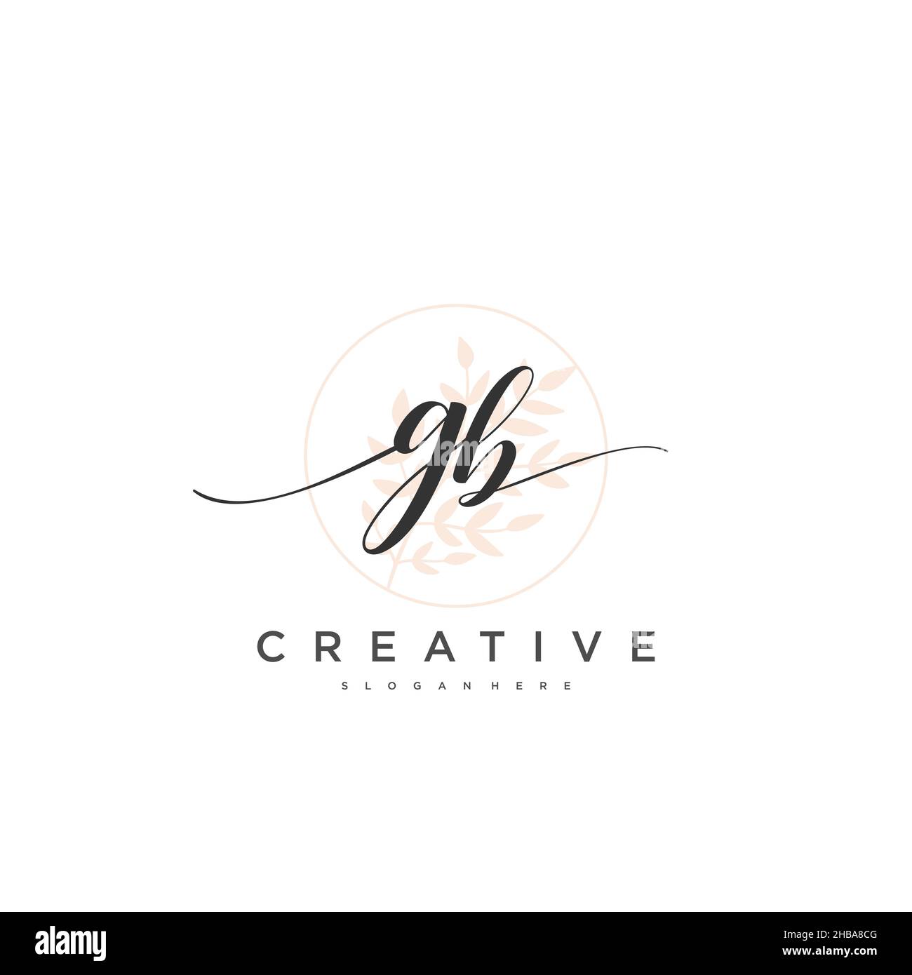GB Initial handwriting minimalist geometric logo template vector art, Logo for business beauty, fashion, and other art Stock Vector
