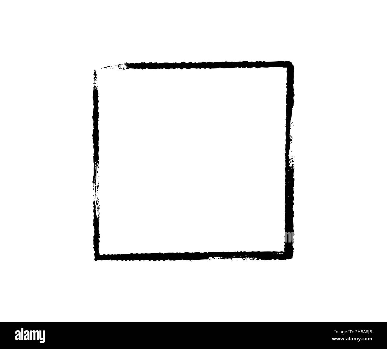 Ink square frame. Grunge empty black box. Rectangle border. Rubber stamp imprint. Vector illustration isolated on white background Stock Vector