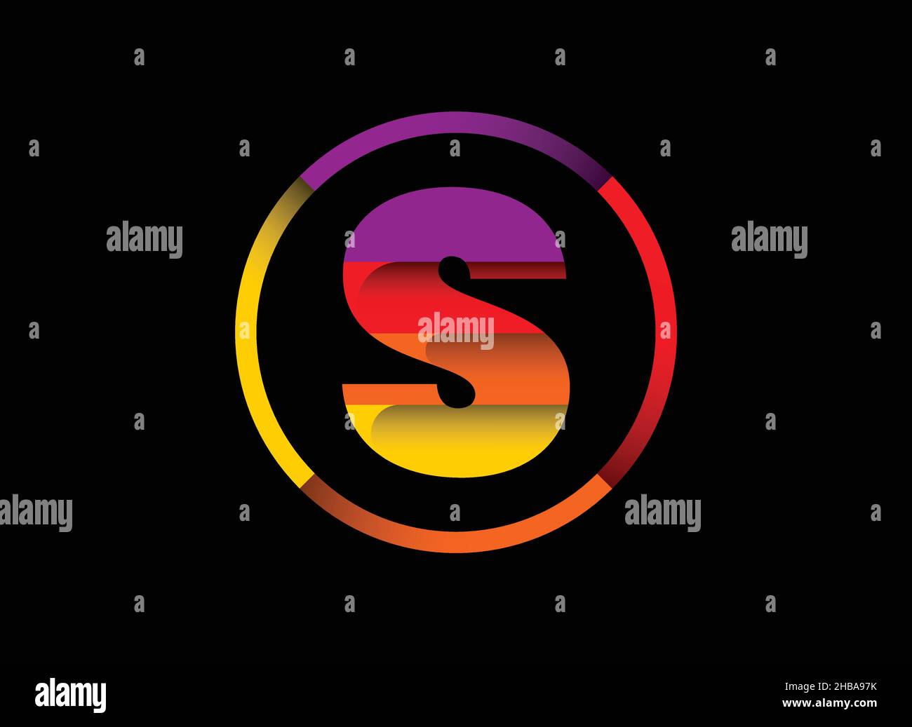 Colorful S monogram letter alphabet in a circle modern vector logo ...