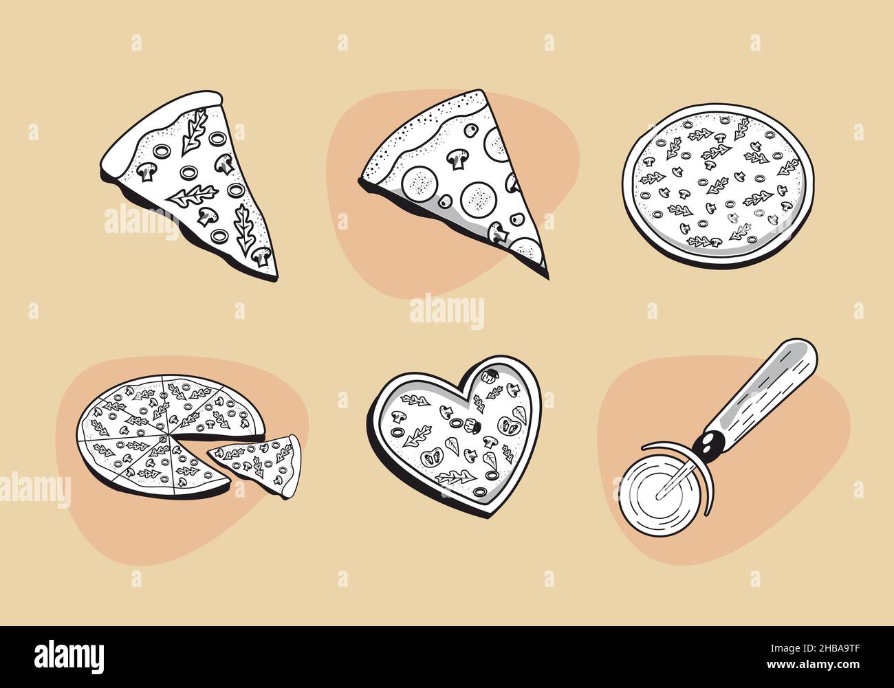 six italian pizza icons Stock Vector Image & Art Alamy