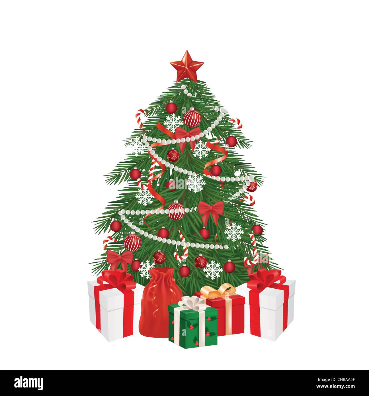 Christmas tree decorated with gift box, vector Stock Vector Image & Art ...
