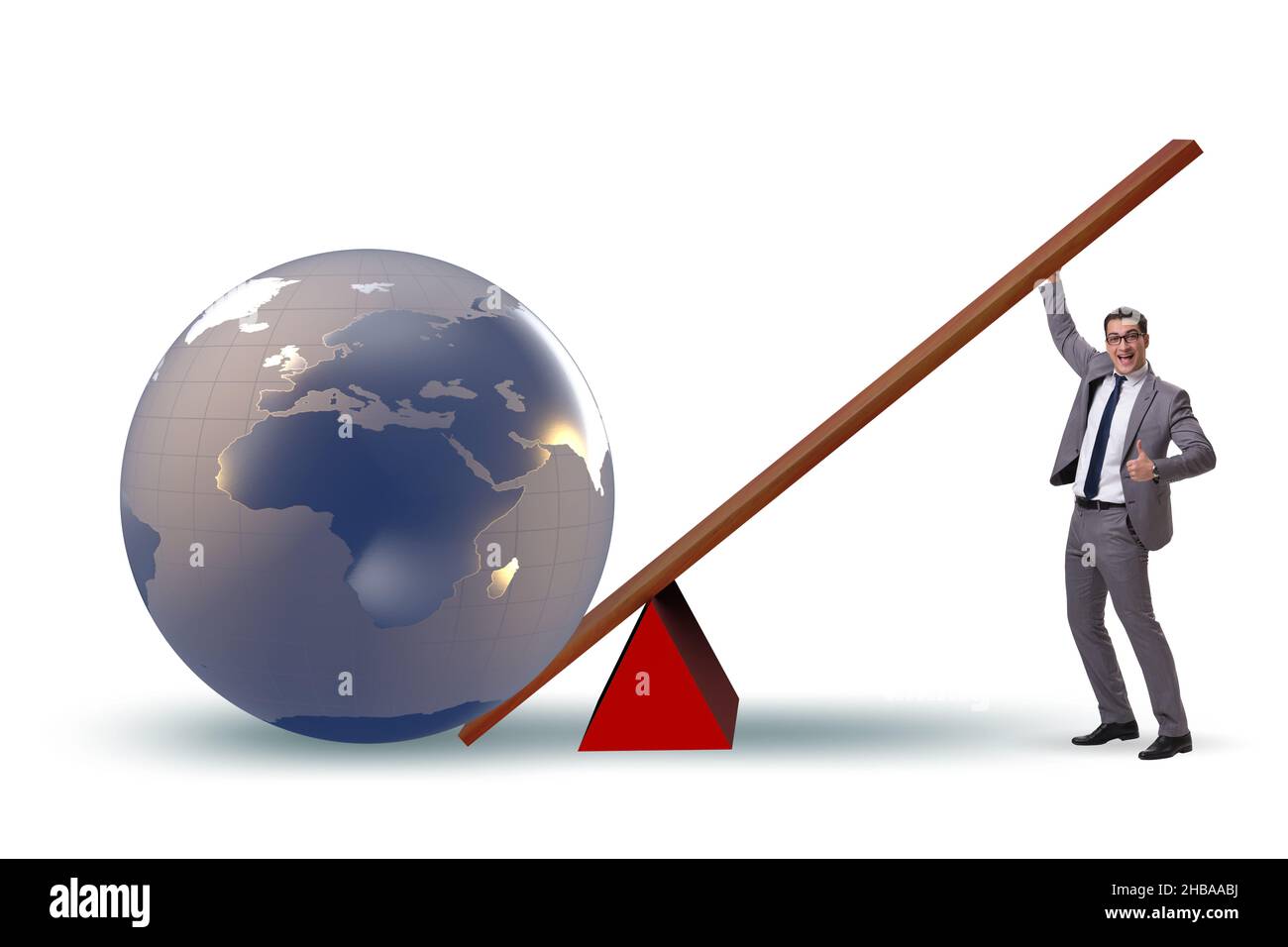 Businessman lifting the earth in the challenge concept Stock Photo Alamy