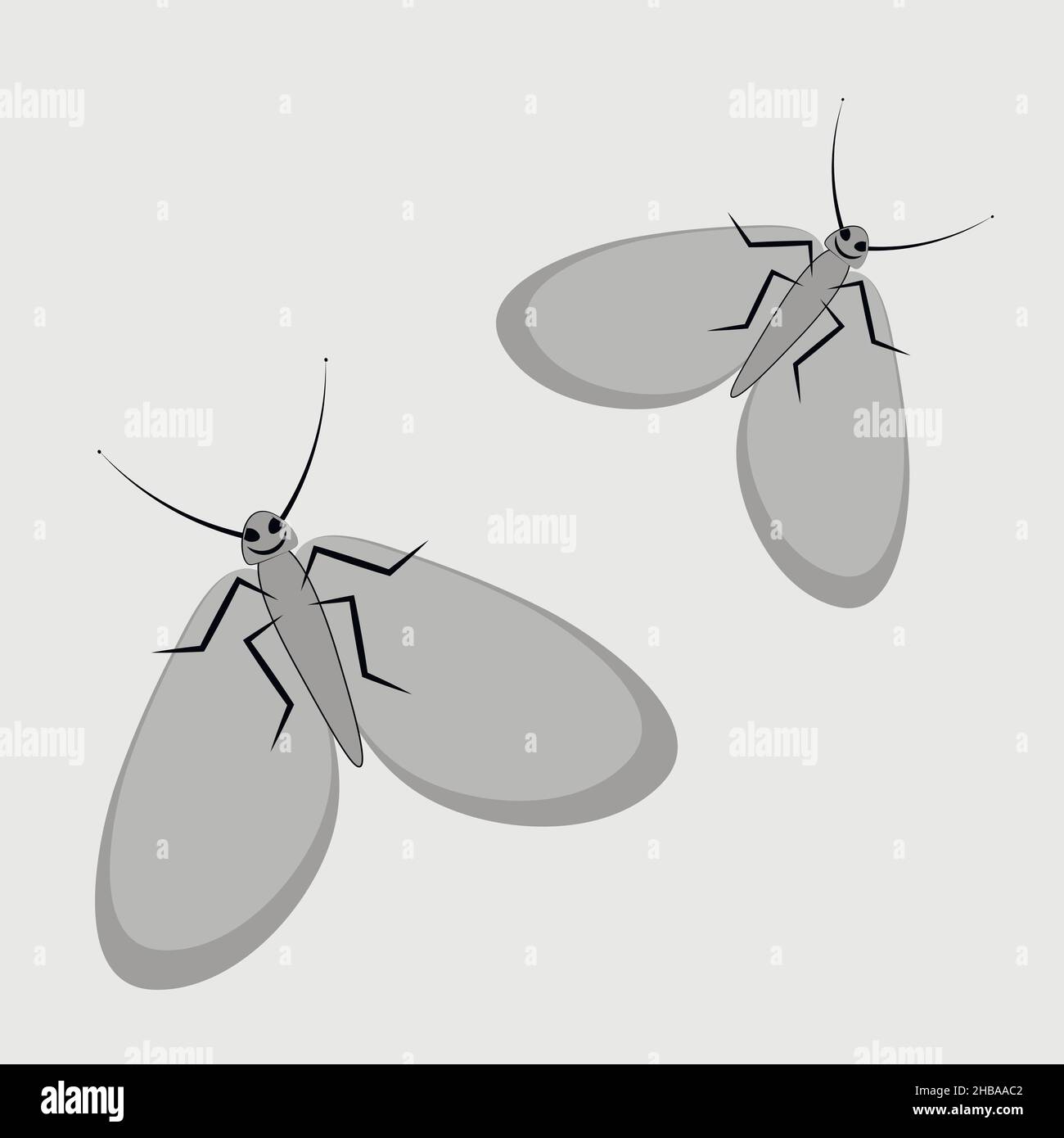 Seamless Pattern - Illustration on a square background - a pair of happy moths in flight. Valentine's Day, gift, congratulations, love. Design element Stock Vector