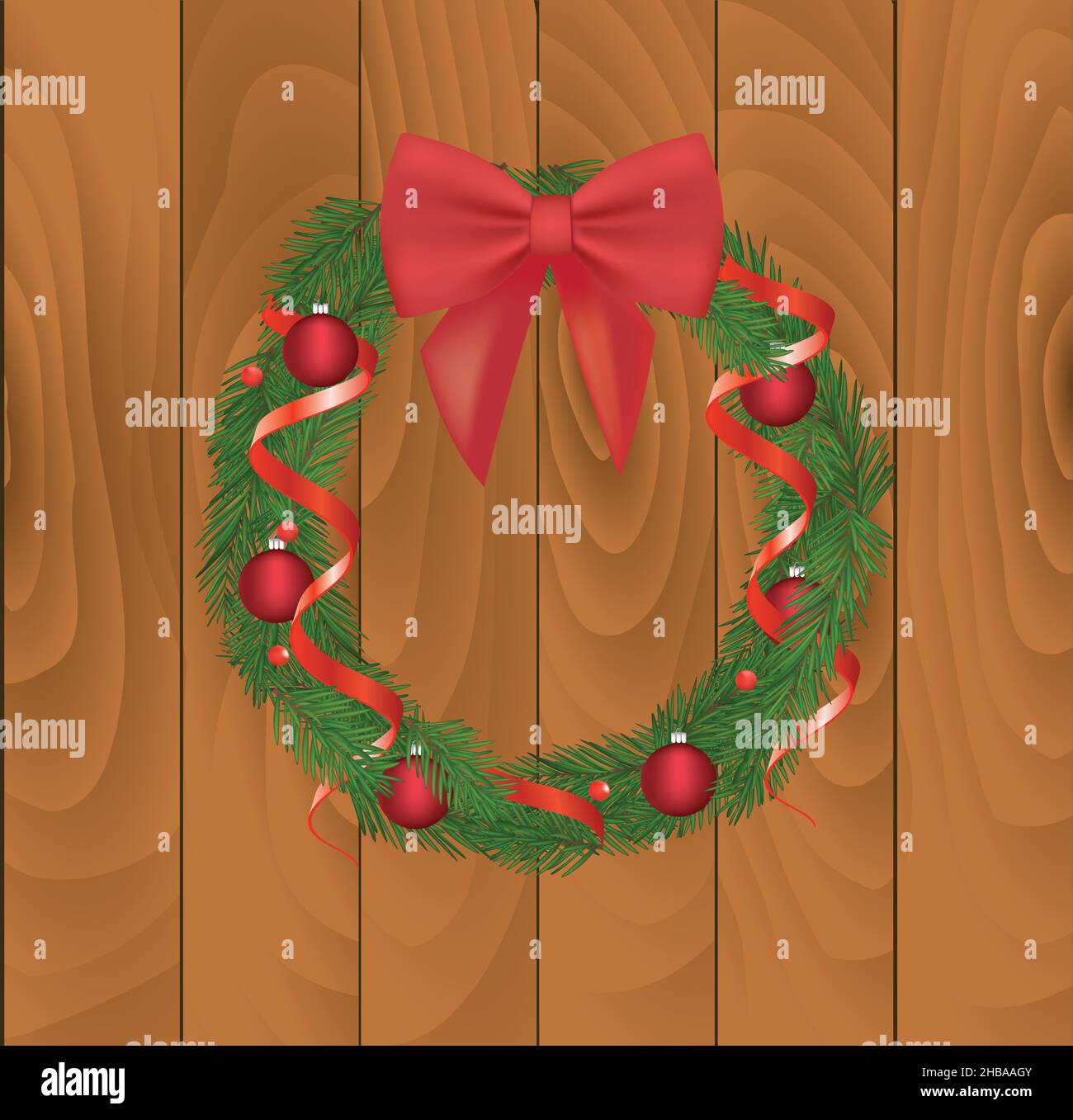 Christmas wreath with red bow. vector Stock Vector Image & Art - Alamy