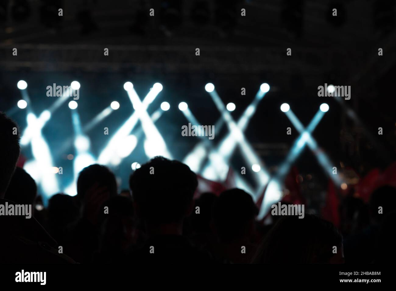 Concert background. Silhouette of crowd in the concert background photo. Stock Photo