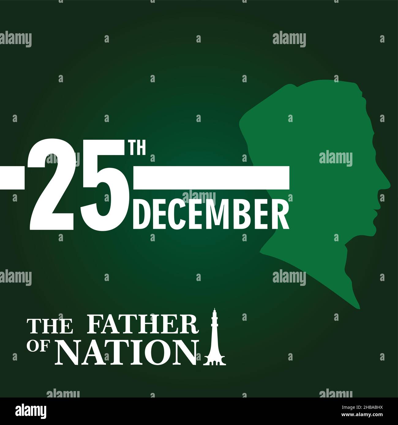 25th December Quaid day the father of nation birthday with green gradient background Stock Vector