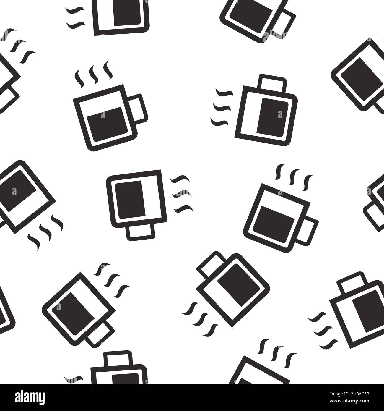 Coffee Cup Pattern. Vector seamless black and white pattern with coffee cups Stock Vector