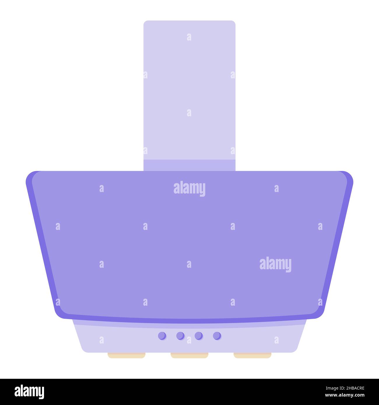 Purple hood over the stove to eliminate the smell of food from the room, the concept of kitchen appliances in a flat style. Vector illustration Stock Vector