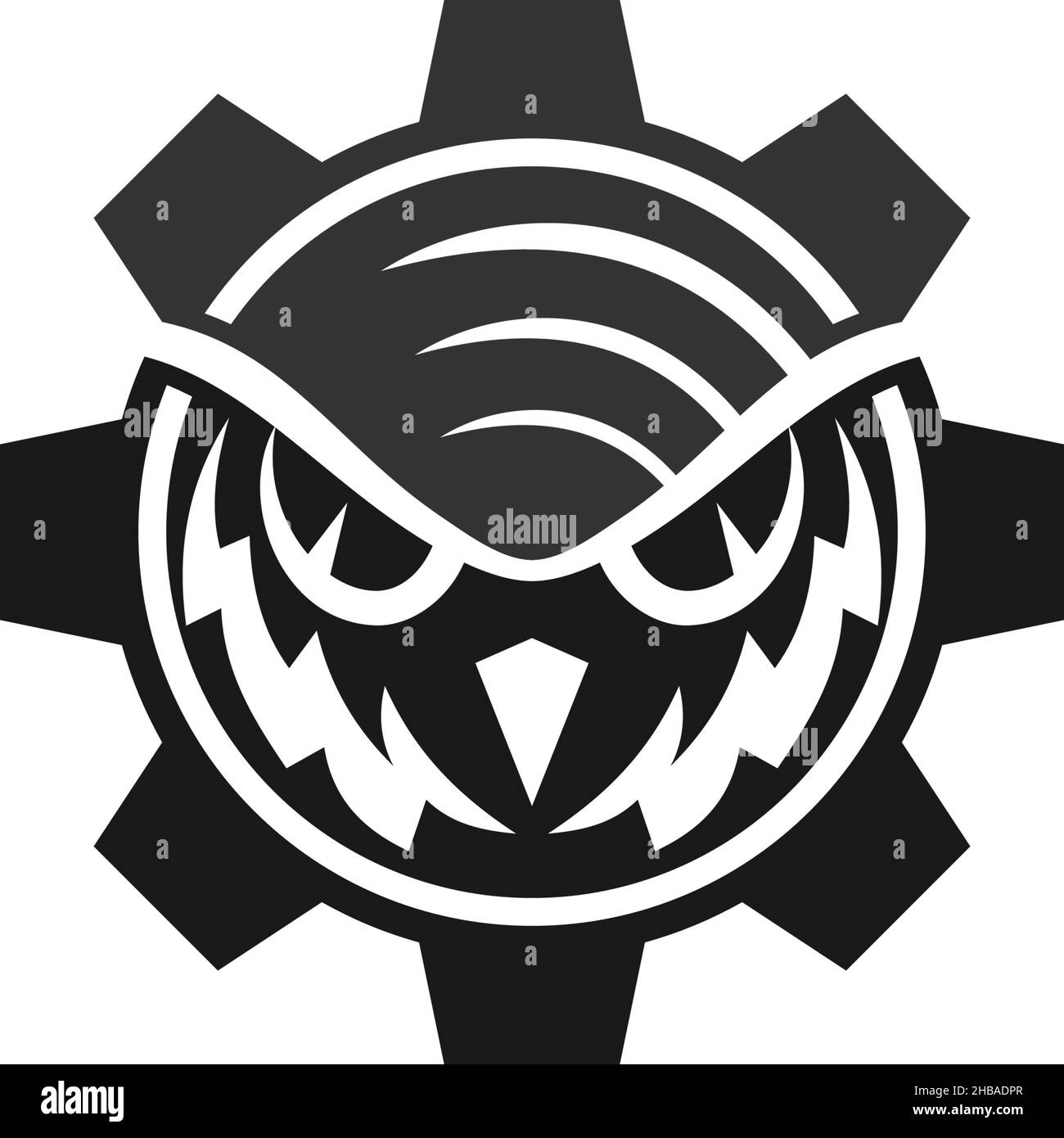 Owl Gear machine Icon Brand Template Isolated Stock Vector Image & Art