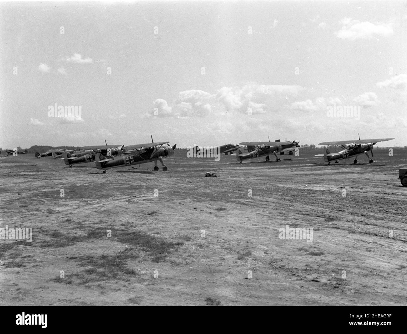 2. Welktrieg Wehrmacht Luftwaffe Henschel Hs 126 - 2nd Wolrd War German Air Force Henschel Hs 126 Stock Photo
