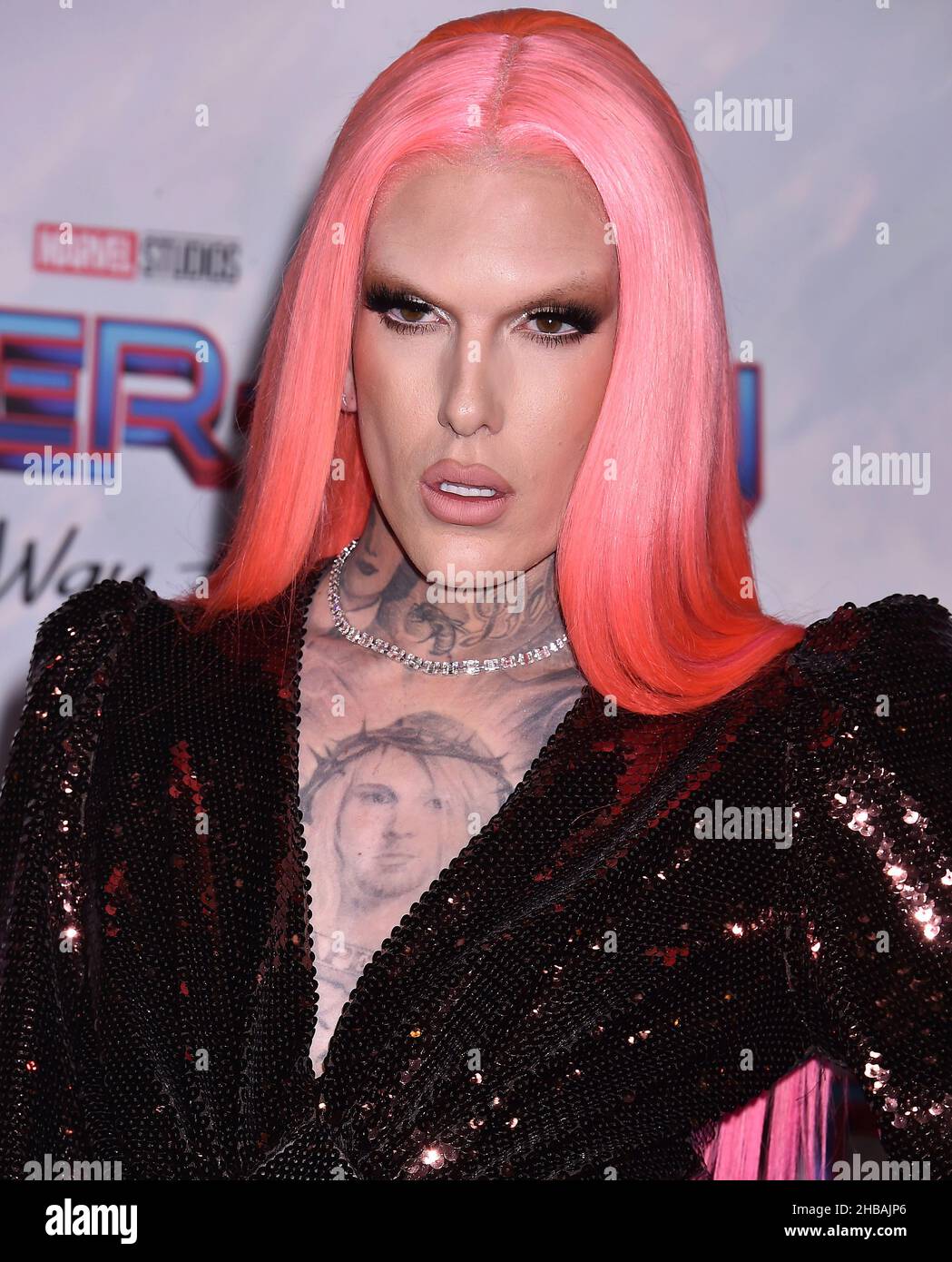 LOS ANGELES, CA - DECEMBER 13: Jeffree Star attends the Sony Pictures' 'Spider-Man: No Way Home' Los Angeles Premiere at the Regency Village Theater on December 13, 2021 in Los Angeles, California. Stock Photo