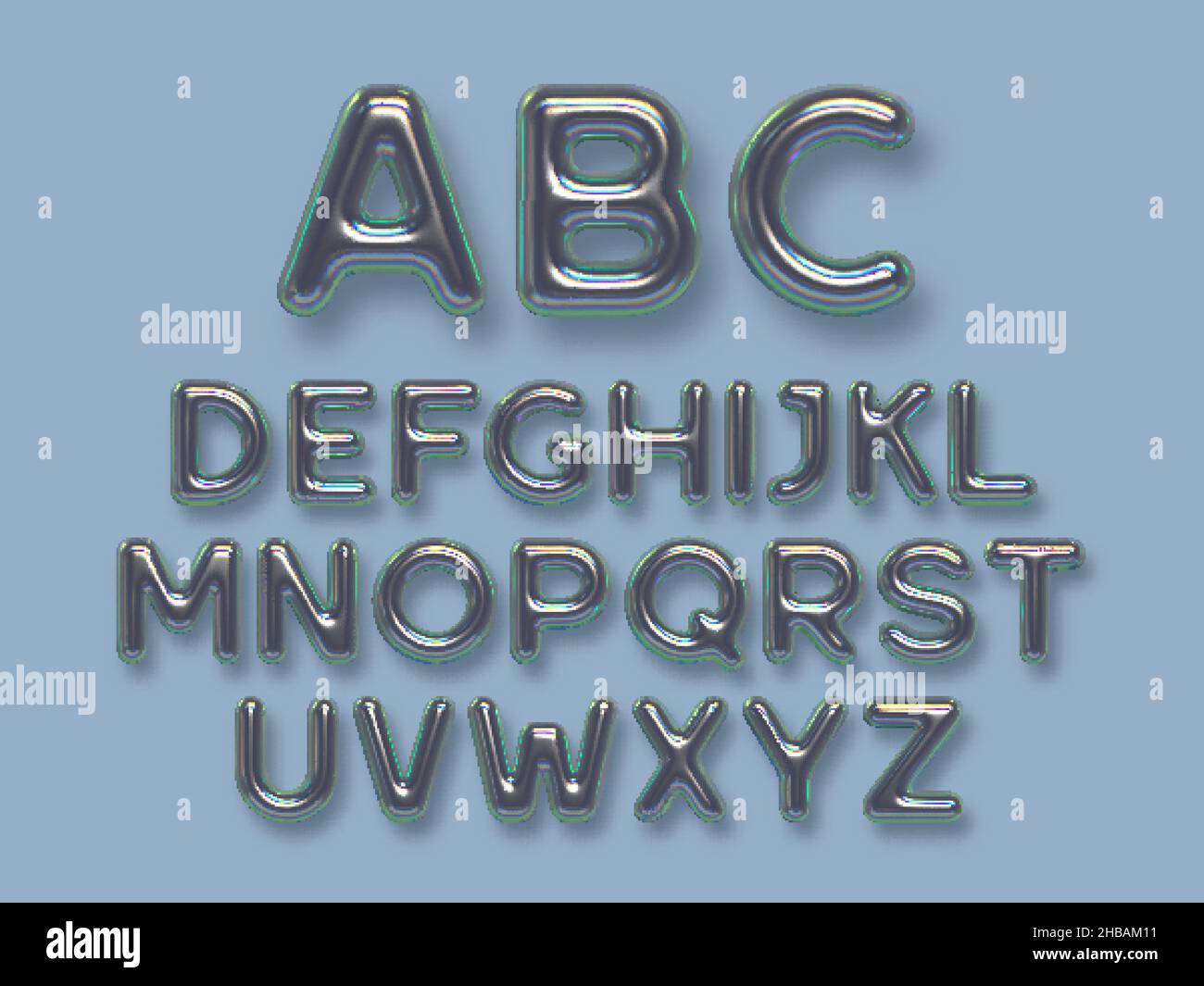Iridescent metal alphabet vector set Stock Vector Image & Art - Alamy