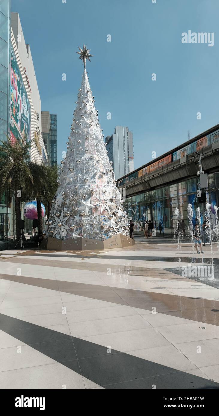 Christmas Tree Siam Paragon Shopping Mall Plaza in Bangkok, Thailand
