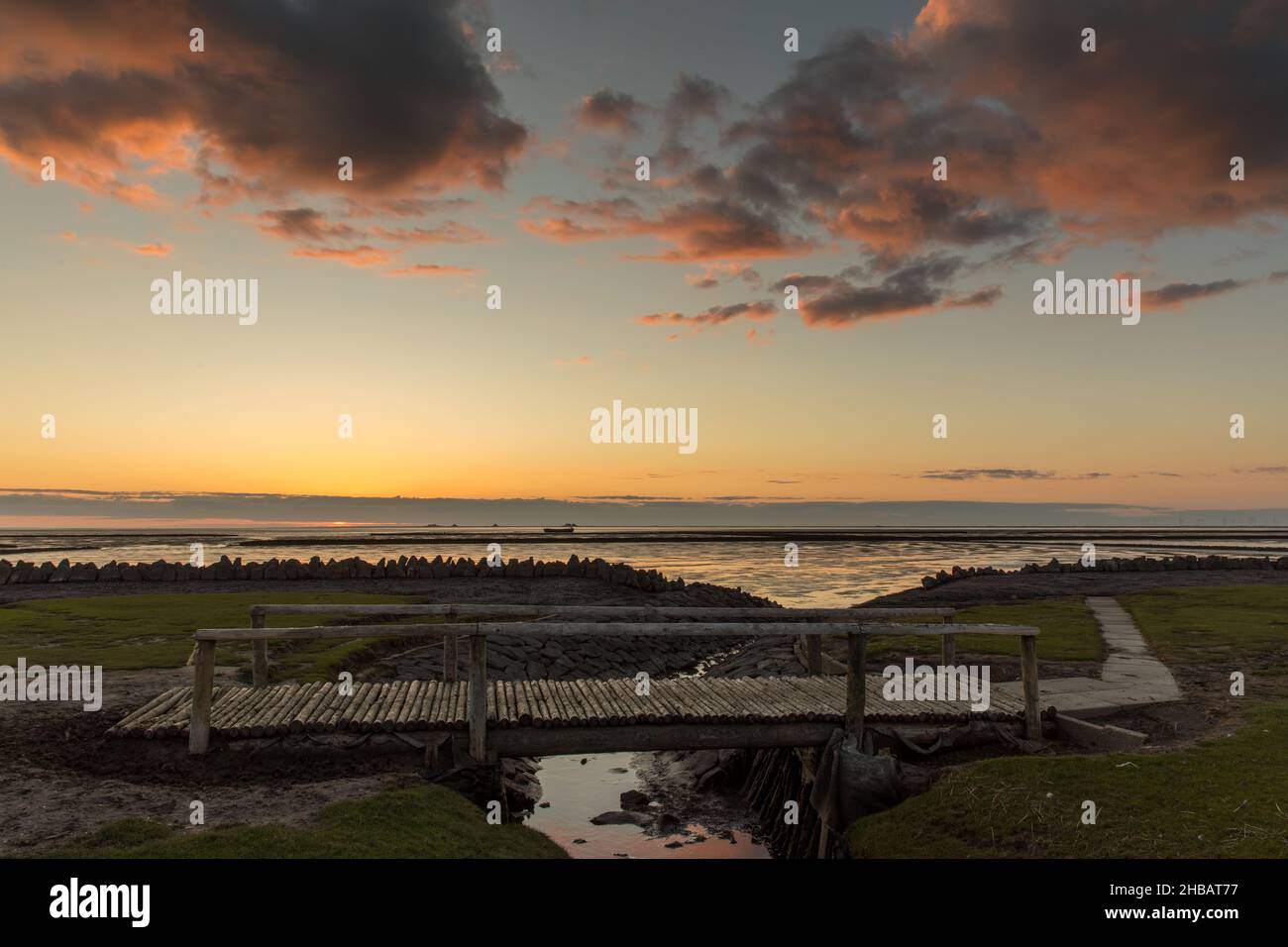 Sunset am Holmersiel Stock Photo