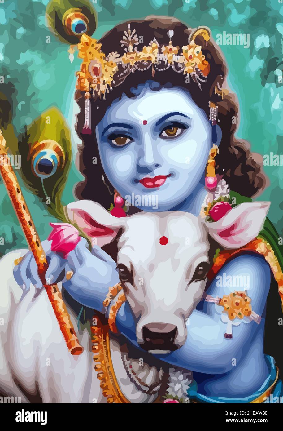 shri krishna govinda hinduism culture mythology illustration Stock ...