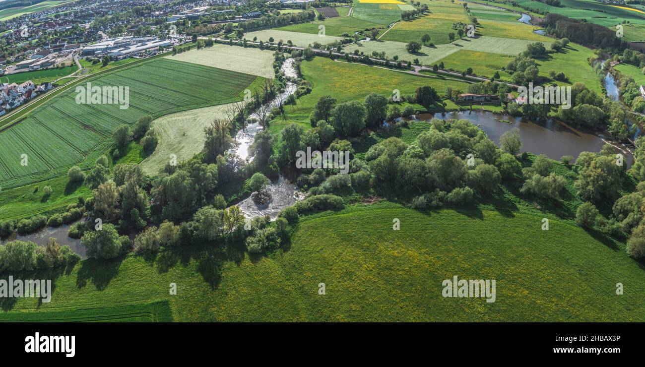 Aerial view to western parts of Donauwörth Stock Photo - Alamy