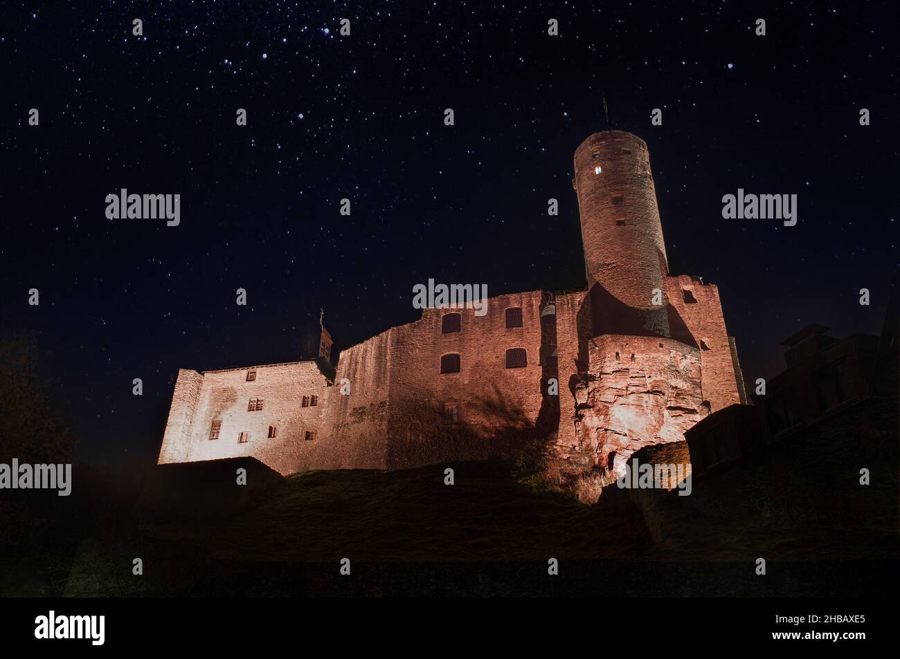 Medieval castle against the starry night sky Stock Photo - Alamy
