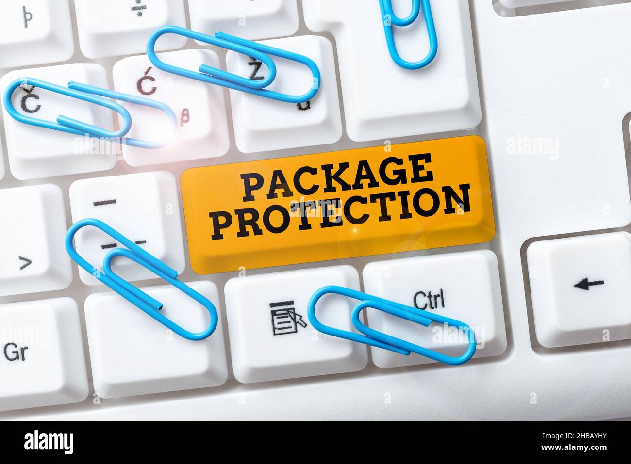 Text caption presenting Package Protection. Concept meaning Wrapping